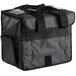An American Metalcraft black polyester sandwich and take-out delivery bag with handles and a zipper.