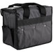 An American Metalcraft black polyester sandwich delivery bag with two compartments and handles.