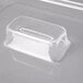 A clear plastic lid for a rectangular food pan.