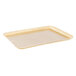 A MFG Tray Goldtex rectangular fiberglass cafeteria tray with a white surface.