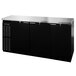 A black Continental Back Bar Refrigerator with 2 doors.