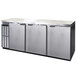 A stainless steel Continental Back Bar Refrigerator with three doors.