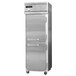 A stainless steel Continental Reach-In Freezer with half doors.