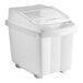 An Araven white plastic ingredient bin with a sliding lid.