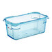 An Araven blue plastic food pan with a lid.