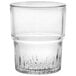 A stackable Duralex clear glass tumbler with a rim.