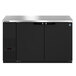A black and silver Hoshizaki back bar refrigerator with two doors and two drawers.