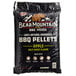 A black bag of Bear Mountain 100% Natural Hardwood Apple BBQ Pellets.