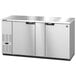 A stainless steel Hoshizaki back bar refrigerator with two doors.