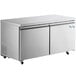 An Avantco stainless steel undercounter freezer with two doors.