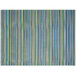 A white rectangle placemat with blue and yellow stripes.