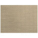 A tan rectangular woven vinyl placemat with a basketweave pattern.