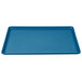 A blue rectangular Cambro dietary tray with a white border.
