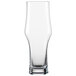 A full shot of a Schott Zwiesel Beer Basic IPA beer glass with a clear bottom and curved rim.