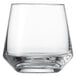 A Schott Zwiesel Pure old fashioned glass with a curved bottom on a white background.