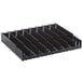 A black plastic bottle lane organizer with 8 dividers.