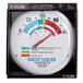 A Taylor white round cooler / freezer thermometer with red and blue text.