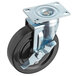 A black Backyard Pro caster with a silver metal wheel and brake.