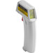 A close-up of a white Comark digital laser infrared thermometer.