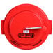 A red Chef Master lid with a handle.