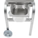 A stainless steel Robot Coupe food processor on a stainless steel cart.