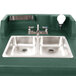 A granite green Cambro CamKiosk portable self-contained hand sink with two faucets.