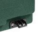 A close-up of a green box with a latch.