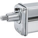 A stainless steel KitchenAid pasta cutter attachment with a screw.