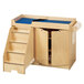 A Jonti-Craft wooden changing table with a blue top and steps.