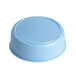 A Tablecraft light blue plastic cap with a 63 mm opening.