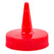 A Tablecraft red plastic cone cap for squeeze bottles.