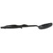 A black Vollrath High Heat Perforated Oval Nylon Spoodle with a long handle.
