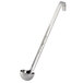 A Vollrath stainless steel ladle with a long metal handle.