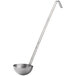 A Vollrath stainless steel ladle with a long handle and silver bowl.