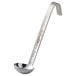 A stainless steel Vollrath ladle with a short handle.