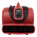 A close-up of a red XPOWER air mover with a black cord.