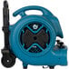 A blue and black XPOWER air blower with a telescopic handle and wheels.