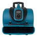 A blue XPOWER air mover with a telescopic handle and wheels.