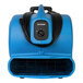 An XPOWER blue air mover with a black cord and wheels.