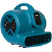 A blue XPOWER air blower fan with black knobs.