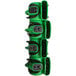 A row of green XPOWER air movers with black cords.