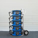 An XPOWER X-48ATR industrial fan with blue and black accents on a blue wheeled cart.