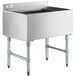 A Regency stainless steel underbar ice bin with bottle holders and a post-mix cold plate.