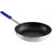A Choice aluminum non-stick fry pan with a blue silicone handle.
