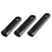 A group of black Choice silicone pan handle sleeves.
