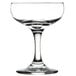 A clear Libbey Coupe wine glass with a stem.