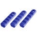 A group of blue silicone pan handle sleeves.
