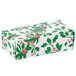 A white 1/2 lb. Holly Holiday candy box with green and red holly leaves.