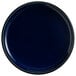 An Azora blue stoneware plate with a black rim.