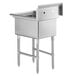 A Regency stainless steel one compartment commercial sink with stainless steel legs and cross bracing.
